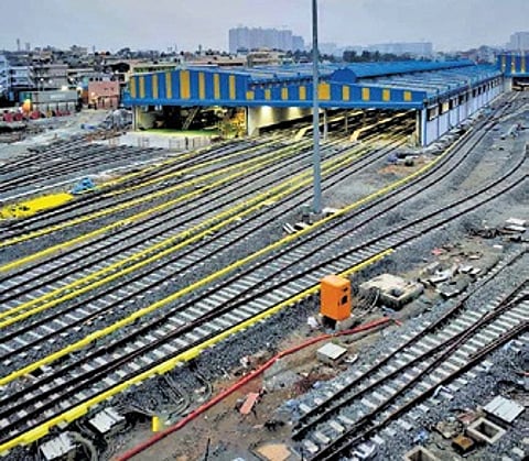 99% of work is completed at the Hebbagodi depot (in blue).