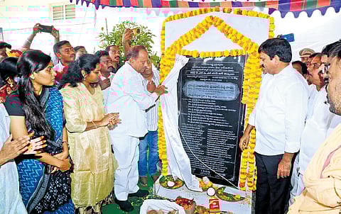 Revenue Minister Ponguleti Srinivasa Reddy lays the foundation stone for Government Degree College in Parkal on Sunday