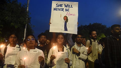 Doctors candles light protest march against the rape and murder of a postgraduate trainee doctor at Kolkata s RG Kar Hospital, in New Delhi India on August 18, 2024.
