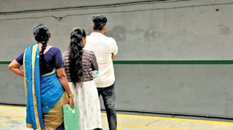 Platform 3 from where the students fell onto the tracks, after their train left the station