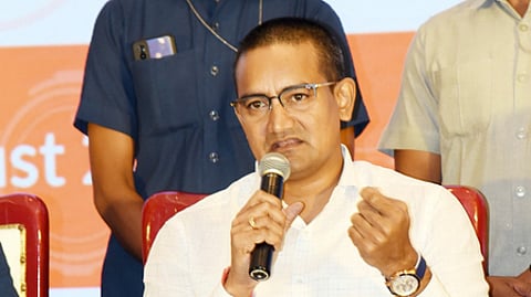 Minister Kondapalli Srinivas addressing the gathering during the stakeholders meeting on Wednesday.