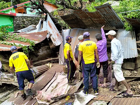 Rescue mission underway: SDRF team springs into action in Ghuttu village, Tehri,
Uttarakhand, after landslides bring debris.