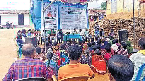 Officials of Andhra Pradesh holding gram sabha in a village in Kotia panchayat