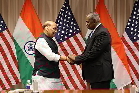 Defence Minister Rajnath Singh and US Secretary of Defense Lloyd Austin hold bilateral talks