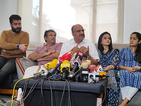 AMMA general secretary T Siddique along with other members of the association during a press conference in Kochi