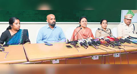 The special investigation team and multi disciplinary team officials interacting with reporters at Krishnagiri Collectorate on Thursday