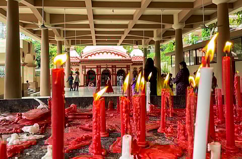 Devotees at the Dhakeshwari National Temple in the Old Dhaka area.