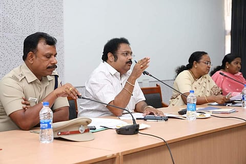 Vellore MP DM Kathir Anand addressed the official and discussed Vellore based issues in the meeting along with other officials
