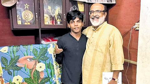 Anujath with former finance minister T M Thomas Isaac