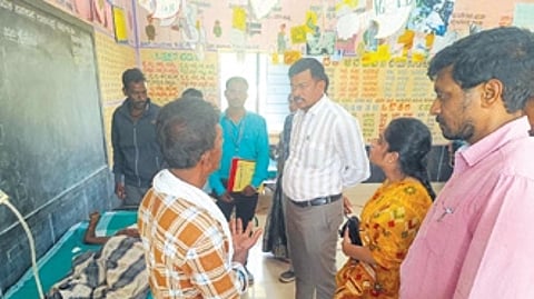 A makeshift clinic at a school in Bullasandra treats pilgrims who attended the fair.