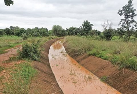 A portion of Indravati's right canal extension filled with water