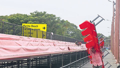 Preparations under way for the F4 race at Marina Beach Road