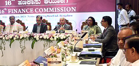 Chief Minister Siddaramaiah at the meeting of 16th Finance Commission with the State of Karnataka was held in Bengaluru