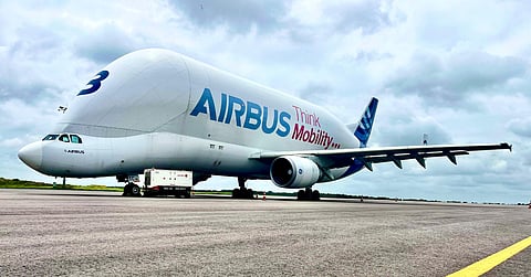 Airbus Beluga, also called Whale of the Sky, at the Rajiv Gandhi International Airport on Friday.