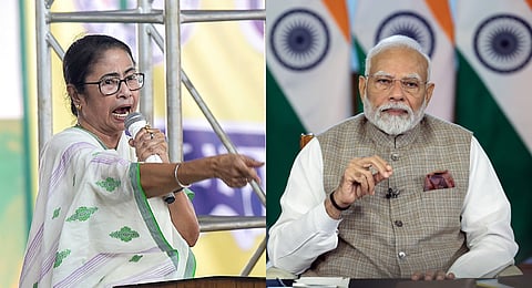 A collage of West Bengal Chief Minister Mamata Banerjee and Prime Minister Narendra Modi.