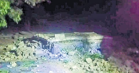 Screen grab from a video of the site after the explosion on Saturday