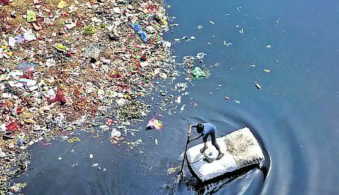 Lifeless river and water blues in Delhi