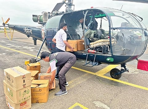 Two helicopters and a Dornier aircraft were deployed for the flood relief operations on Monday