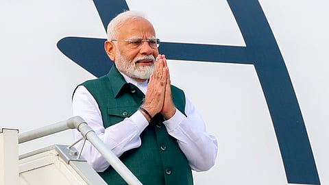 Prime Minister Narendra Modi emplanes for Brunei Darussalam, in New Delhi.