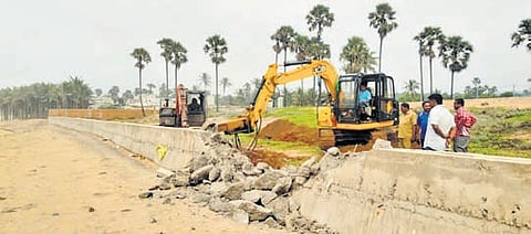 GVMC demolishes structures built at Bheemili Beach that violate CZR rules