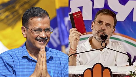 AAP chief Arvind Kejriwal (L) Congress leader Rahul gandhi( R)