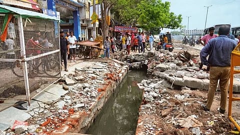 Drain in Ghazipur of east Delhi where mother-son drowned on July 31.