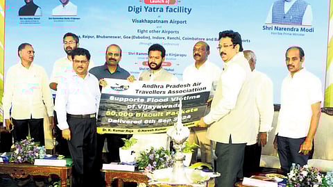 Union Minister for Civil Aviation Kinjarapu Ram Mohan Naidu at the launch of the DigiYatra facility at Visakhaptanam International Airport on Friday