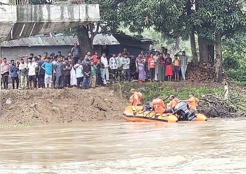 An ODRAF team engaged in a rescue and relief operation in Malkangiri district which was pounded by rains