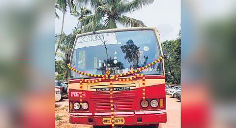 A KSRTC bus of the Haripad depot that was rented for marriage trip on Sunday.
