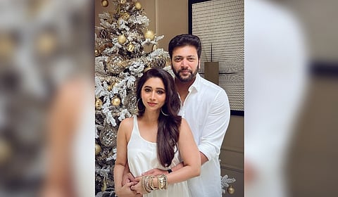 Actor Jayam Ravi with wife Aarti