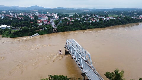 A bridge collapse due to floods triggered by typhoon Yagi in Phu Tho province, Vietnam on Monday, Sept. 9, 2024.