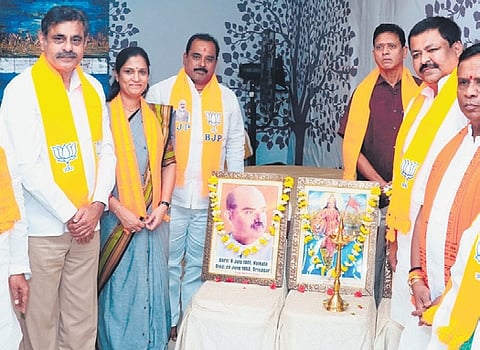 Chevella BJP MP Konda Vishweshwar Reddy during the party membership drive in Nizamabad on Tuesday