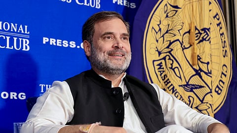 LoP in Lok Sabha and Congress MP Rahul Gandhi during an interaction with the media at the National Press Club, in Washington DC, USA, Wednesday, Sept 11, 2024.