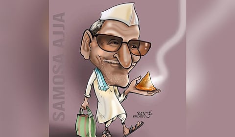 A caricature of Samosa Ajja by artiste John Chandran.