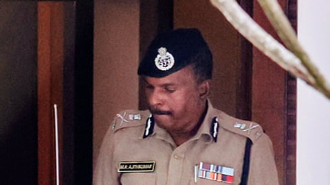 Law and Order ADGP M R Ajith Kumar leaving the Police Headquarters after recording his statements