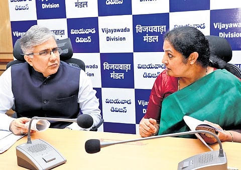 MP D Purandeswari and DRM Narendra A Patil at a review meet | Express