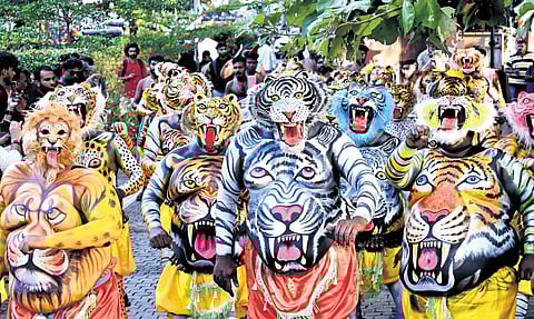 Pulikali organised as part of Onam celebrations in T’Puram