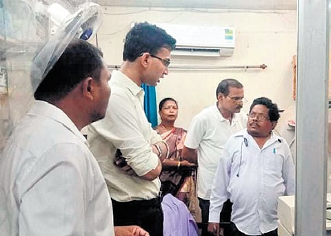 District-level nodal officers inspecting a CSC in Sundargarh district ahead of scheme rollout