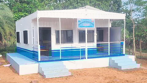 A container school set up in Bangarupalli hamlet of Kannaigudem mandal in Kantanapalli forest area.