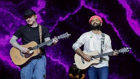 Popular British singer Ed Sheeran shared a lengthy post on social media praising Bollywood musician Arijit Singh and said he learnt to sing in Punjabi and play a sitar from him.