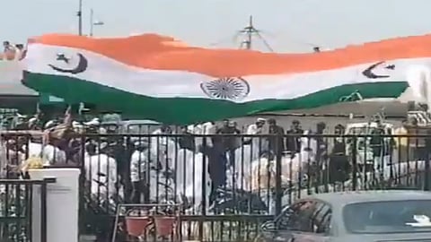 During a religious procession in the Anantpura police station area, a video went viral on social media showing individuals waving a modified version of the Indian national flag.