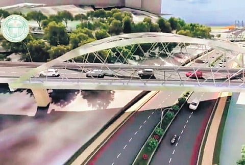 An artist’s impression of the proposed 64-metre-long entry flyover