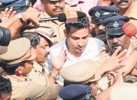 Mohammad Nisham on his arrival at the court to hear the verdict in the Chandrabose murder case