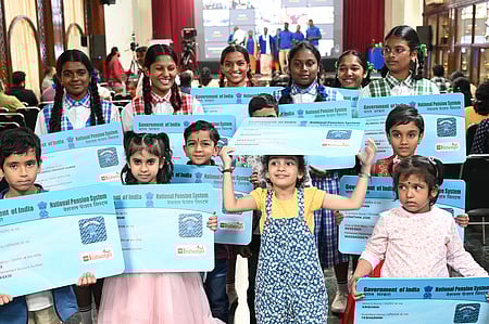 Finance Minister Nirmala Sitharaman launched NPS Vatsalaya scheme through video conferencing here at Canara Bank head office on Wednesday.