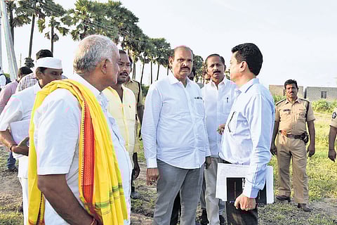 I&PR Minister K Parthasarathy inspected the Perecherla housing layout
