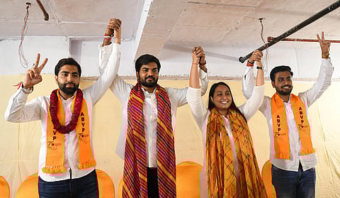 ABVP Panel announced candidates, Rishabh Chaudhary for President, Bhanu Pratap Singh for Vice President , Mitravinda Karanwal for Secr