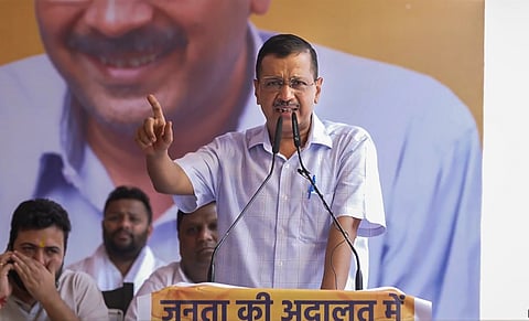 AAP convenor Arvind Kejriwal addresses his 'Janta Ki Adalat' meeting, in New Delhi