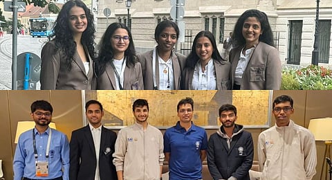 Indian women's team (top) and Indian men's team for the open category (bottom).