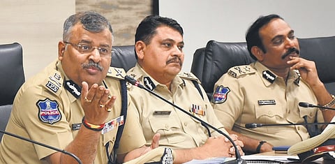 DGP Dr Jitender addresses the media in Hyderabad on Tuesday