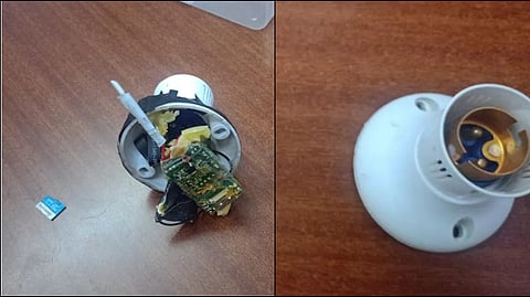 The cameras were hidden in the bulb holder of her bedroom and washroom.